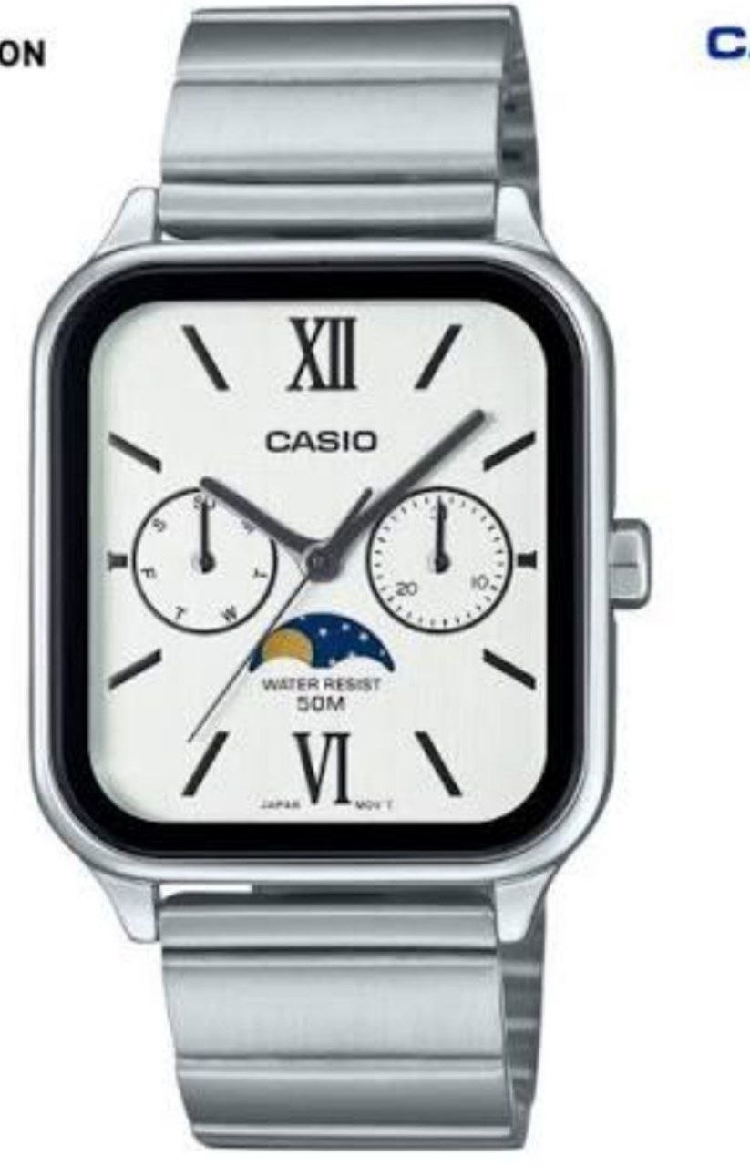 ساعت مچی مردانه کاسیو بند استیل Moon phase مدل MTP_M305D_7A2