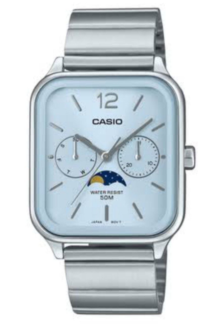 ساعت مچی مردانه کاسیو بند استیل Moon phase مدل MTP_M305D_2A